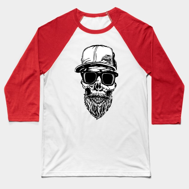 Bearded Jeeper Skull Baseball T-Shirt by The Bearded Jeeper Store